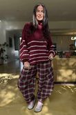 Big Softie Stripe Funnel Grunge Knit Burgundy